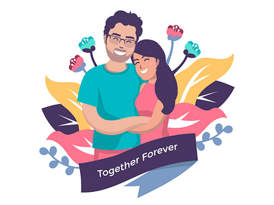 Couple Illustration bae cartoon charecter design couples design flat design illustartion life partner love personalized gift valentine