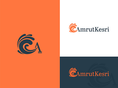 AmrutKesri Logo a amrut amrutkesri brand and identity branding graphic design kesri letter a logo logo design mark minimal minimalistic logo oil orange simplified symbol design vector wave