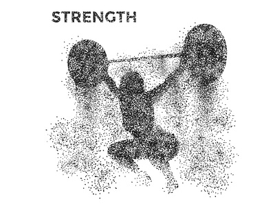 Dust blackandwhite design dust exercise fitness force graphic design gym ideal body illustration minimal simplified stippling strength strong vector weightlifting woman