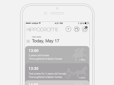 Hippodrome app bet cards concept horse ios prototype race schedule ui ux