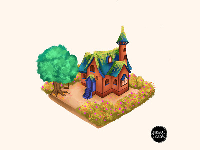 Blooming Tales artist bloom comic design digitalart drawing dribbble flowers house illustration isometric isometricillustration style texture trees