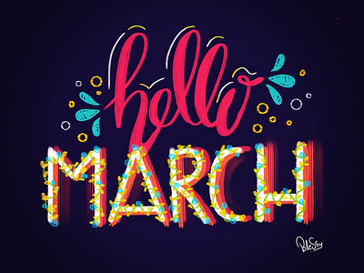 Hola marching march! animator drawing dribbble hello dribbble hellomarch hola illustration march march 8 marie marshmallows spring summer typography vector winter