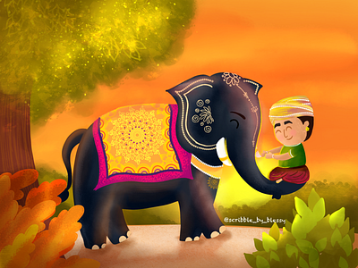 Elephant Ride affection care colors digitalartist drawing election elephant logo elephantride elephants evening graphic design illustration india indian elephant love natural plants trees ui vector