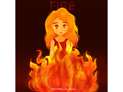 fire girl drawing