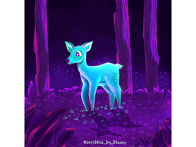 Neon Deer animal artist branding deer design designers digitalart graphicdesign illustration art neon neon sign neonlight new night purpleblue trees