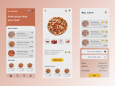 Pizza app branding design elegant minimal pizza simple typography uiux website