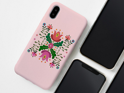 Vintage Folk Floral Mobile Cover