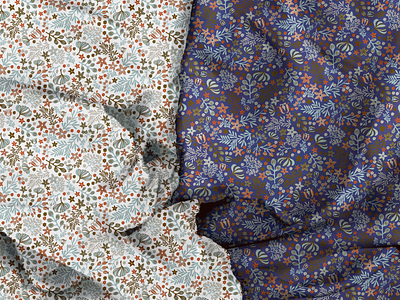 Mystical forest - ocher/blue color variation design digital art fabric fabric design flower illustration illustration pattern art patterns product design vector
