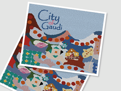 City of Gaudi - Postcard - Weekly Warmup antonio gaudi barcelona design digital art illustration mosaic pattern art patterns postcard postcard design tile art tiles vector weeklywarmup