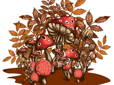 Mushroom family design digital art doodleart doodles fabric fabric design flower illustration flowers graphic illustration pattern art patterns poster product design vector