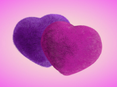Furry hearts c4d 3d heart render 3d art