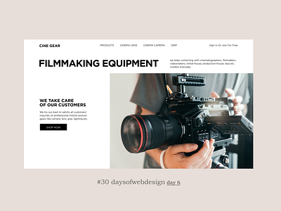 Filmmaking equipment figma landingpage minimal ui user interface ux webdesign webdesigner website website design
