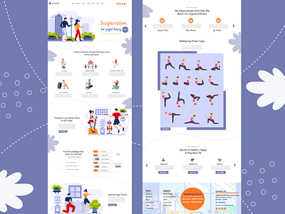 Yoga Landing Page Web Design - UI / UX illustration illustrator poweryoga typography uiux webdesign yoga yoga pose yoga studio