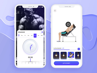 Muscle Booster Gym Fitness App Ui anyjson app concept app ui exercise fitness game design gym gym app icon illustration top ui ui ux
