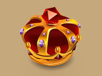 Redesign Of King Crown With Red Diamond - Anyjson assets concept diamond game game design game ui gold icon illustration illustrator king red reward top ui ui vector