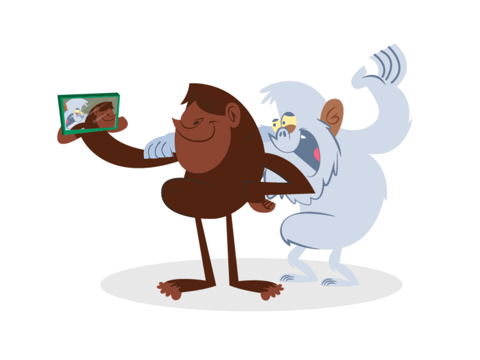 Bigfoot yeti and snowman animal animated gif animation anyjson bigfoot camera design funny illustration selfies snowman vector yeti