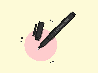 Drawing Pen 0.5mm Without Cap Flat Illustration