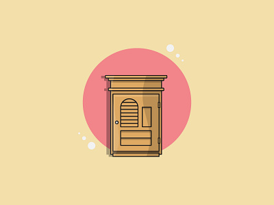 Wooden Wardrobe Flat Illustration