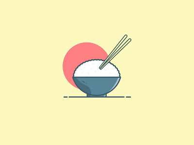 Rice Bowl Flat Illustration