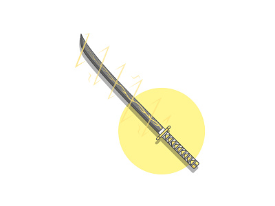 Thunder Sword Flat Illustration cartoon design for sale digital illustration flat design flat illustration graphic resources illustration simple simple design simple illustration soft colors sword thunder