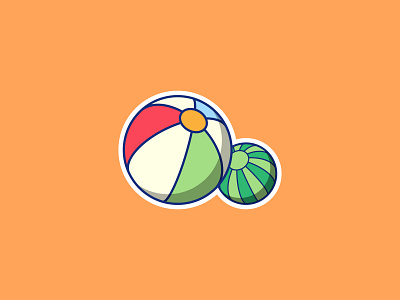 Beachball Flat Illustration Sticker