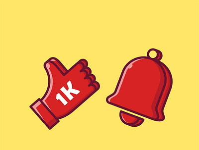 Like and Notification Bell Vector Icon bell cartoon drawing hand highlight icon illustration instagram like notification red set shadow social media thumbs up vector white youtube