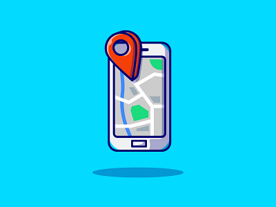 Smartphone with Maps and Location Icon Vector Illustration