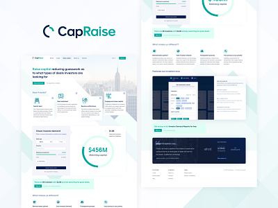 CapRaise - landing page for an investment SaaS fintech investment landing page marketplace ui ux website