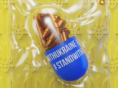 StandWithUkraine 3d addills blue nft pills pray support ukraine war yellow