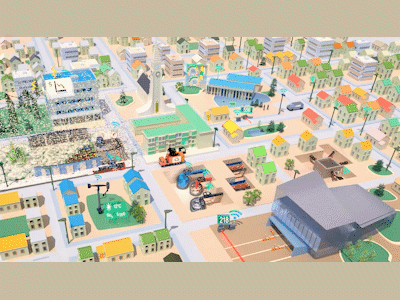 Municipal Services 3d animated gif building gif isometric landscape town hall
