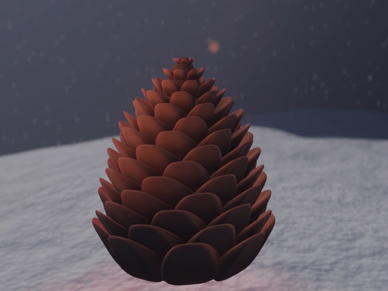 Christmas cone 3d animated gif animation christmas landscape motion design motion graphics pine cone snow starry night