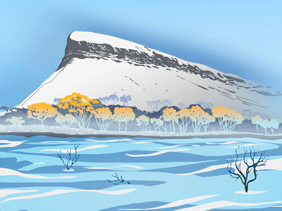 Ben Bulben illustration landscape snow