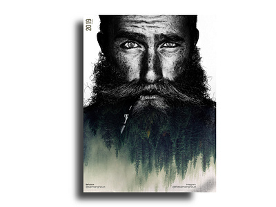 Bearded Men & forest design double exposure graphic design movieposter poster art posterdesign printdesign