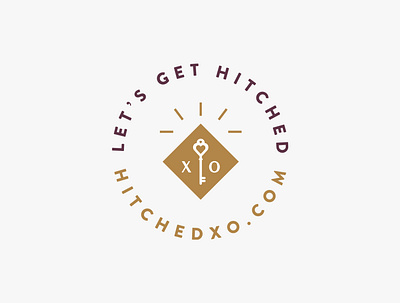 Hitched XO — Secondary Mark gold hitched icon key logo love rays sans serif secret society sub mark wedding workshop