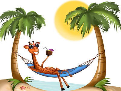 Holiday art cartoon character character illustration cooldrink design holidays illustration palms relaxtime sea summer sun