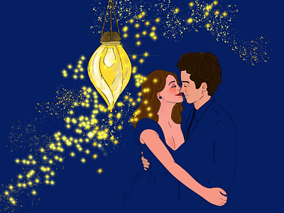 Once upon a time boy couple design fairy girl graphicdesign illustration kiss light love vector