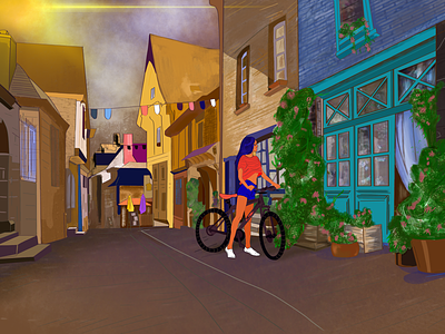 Pause and live in the moment bike city design dribbble girl graphicdesign home peace street summer sunny