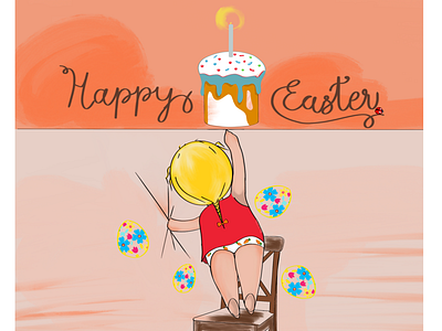 Happy Easter 🐣 character character art design dribbble easter easter cake easter eggs graphicdesign illuatration kid