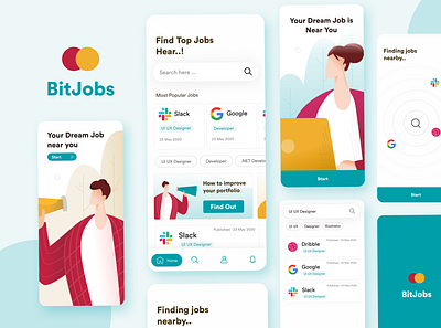 Jobfinder App app design illustraion job jobs search