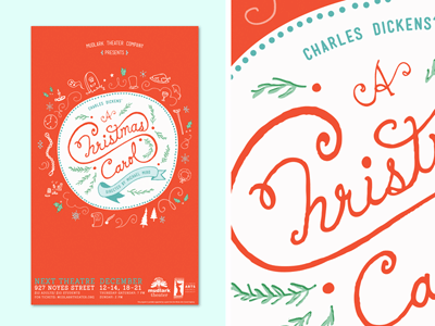 A Christmas Carol charles dickens christmas carol evanston illinois holiday illustration lettering mudlark theater poster design