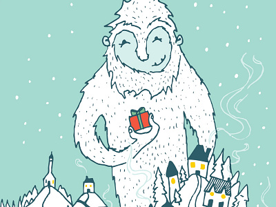 Yeti Holiday holiday card illustration sasquatch yeti