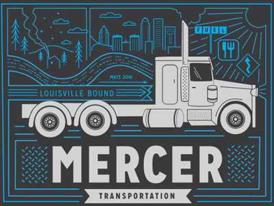 Semi Truck Illustration illustration kentucky louisville mercer semi truck transportation trucker trucking vector