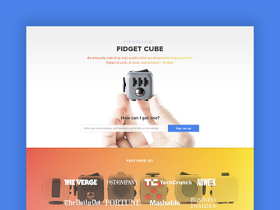 Fidget Cube Landing Page fidget cube landing page web design