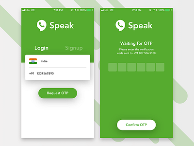 OTP screen app design form messaging ios iphone login otp password phone signup ui voice