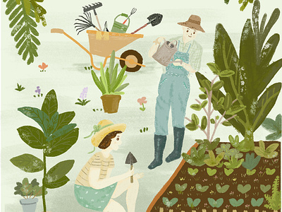 green plants garden app design flat illustration web