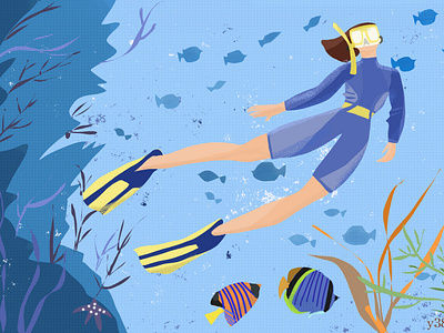 diving app design flat illustration illustrator ui web