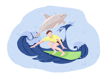 Off The Wall 3 app design dolphin flat illustration illustrator logo surfing ui web