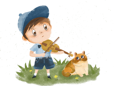 The boy playing violin