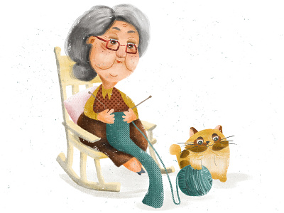 grandma branding design flat illustration illustrator logo portrait website