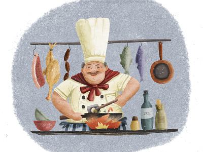 cooking grandpa branding design flat illustration illustrator portrait website